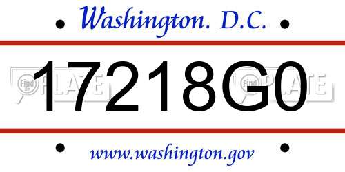 17218G0 District Of Columbia License Plate