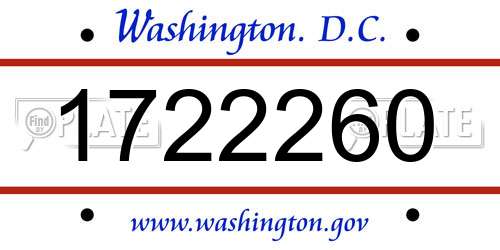 1722260 District Of Columbia License Plate