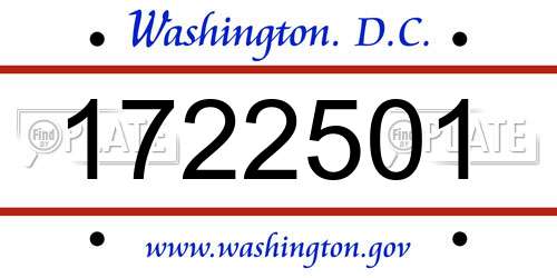 1722501 District Of Columbia License Plate