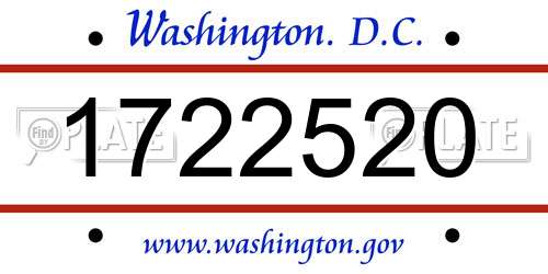 1722520 District Of Columbia License Plate