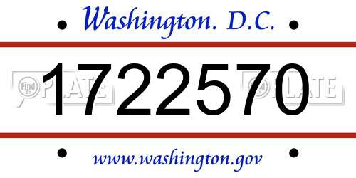1722570 District Of Columbia License Plate
