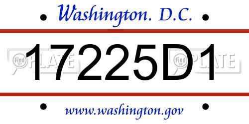 17225D1 District Of Columbia License Plate