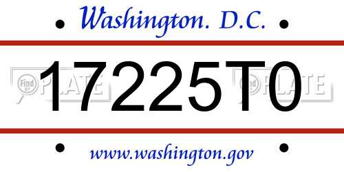17225T0 District Of Columbia License Plate