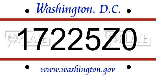 17225Z0 District Of Columbia License Plate