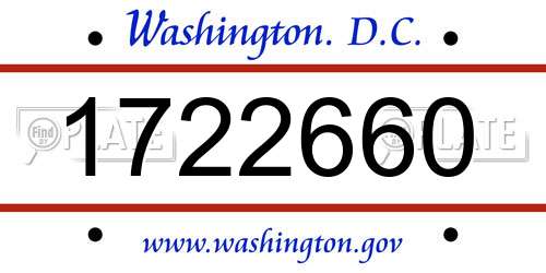 1722660 District Of Columbia License Plate
