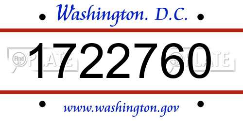 1722760 District Of Columbia License Plate
