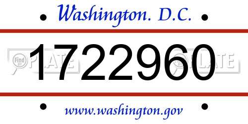 1722960 District Of Columbia License Plate