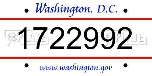 1722992 District Of Columbia License Plate