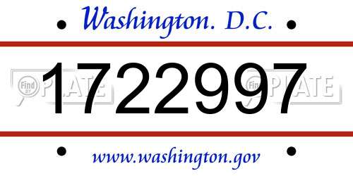 1722997 District Of Columbia License Plate