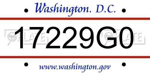 17229G0 District Of Columbia License Plate