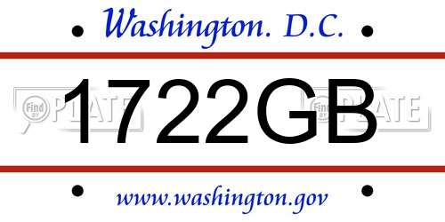 1722GB District Of Columbia License Plate