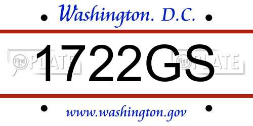 1722GS District Of Columbia License Plate