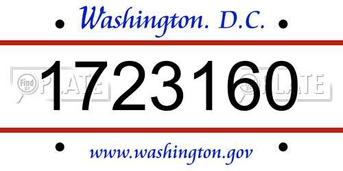1723160 District Of Columbia License Plate