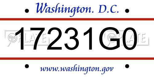 17231G0 District Of Columbia License Plate