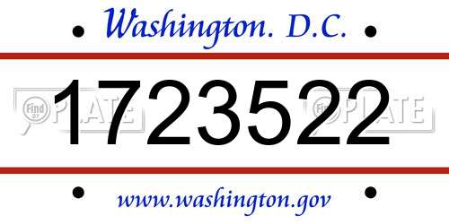 1723522 District Of Columbia License Plate