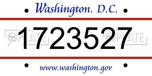 1723527 District Of Columbia License Plate