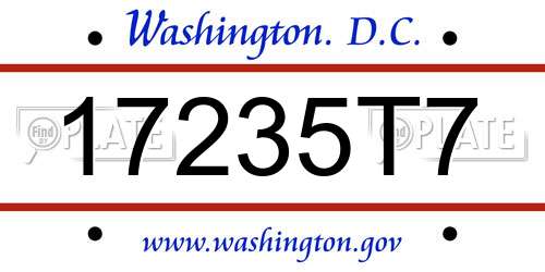 17235T7 District Of Columbia License Plate