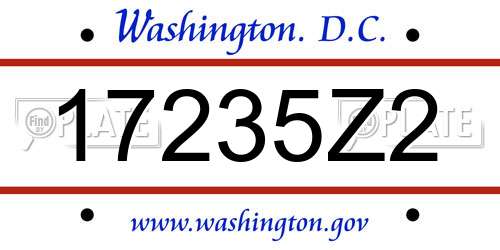 17235Z2 District Of Columbia License Plate