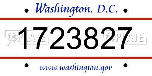 1723827 District Of Columbia License Plate