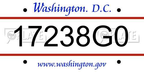 17238G0 District Of Columbia License Plate