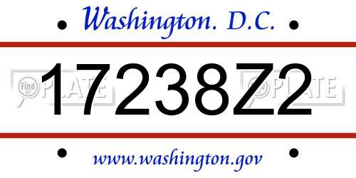 17238Z2 District Of Columbia License Plate