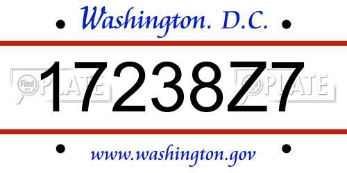17238Z7 District Of Columbia License Plate