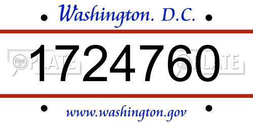 1724760 District Of Columbia License Plate