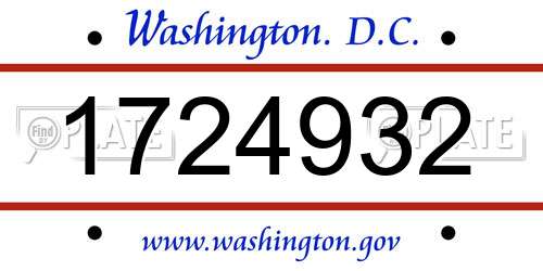 1724932 District Of Columbia License Plate