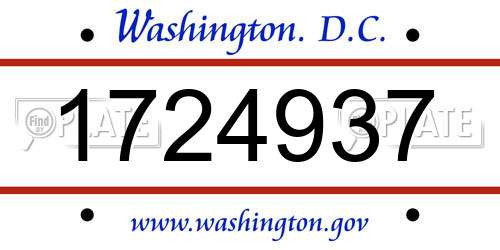 1724937 District Of Columbia License Plate