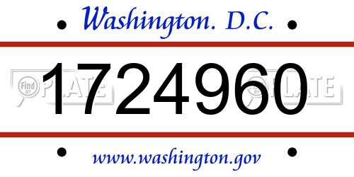 1724960 District Of Columbia License Plate