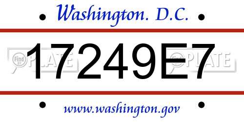 17249E7 District Of Columbia License Plate