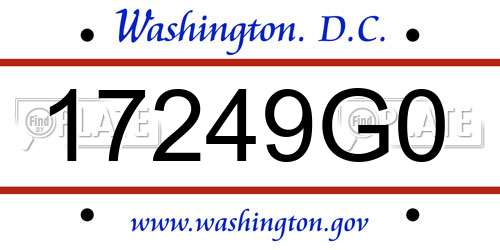 17249G0 District Of Columbia License Plate