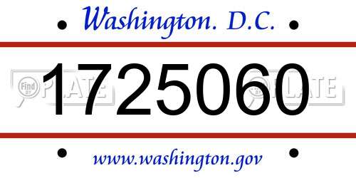 1725060 District Of Columbia License Plate