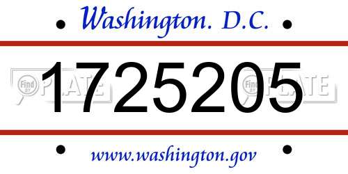 1725205 District Of Columbia License Plate