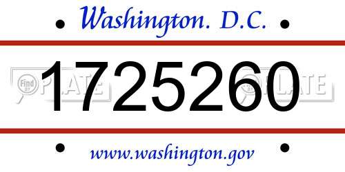 1725260 District Of Columbia License Plate
