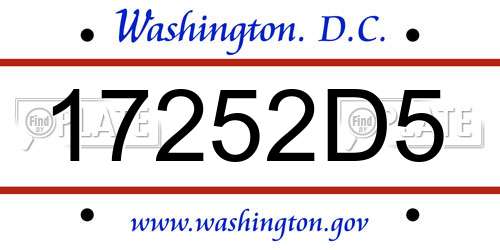 17252D5 District Of Columbia License Plate