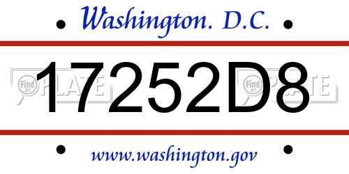17252D8 District Of Columbia License Plate