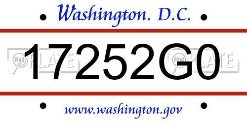 17252G0 District Of Columbia License Plate