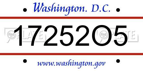 17252O5 District Of Columbia License Plate