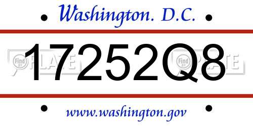 17252Q8 District Of Columbia License Plate