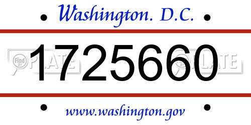 1725660 District Of Columbia License Plate