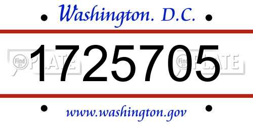 1725705 District Of Columbia License Plate