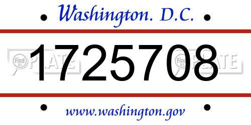 1725708 District Of Columbia License Plate
