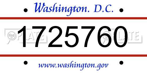 1725760 District Of Columbia License Plate