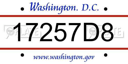 17257D8 District Of Columbia License Plate