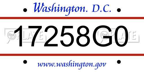17258G0 District Of Columbia License Plate