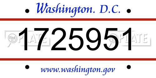 1725951 District Of Columbia License Plate