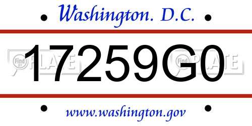 17259G0 District Of Columbia License Plate