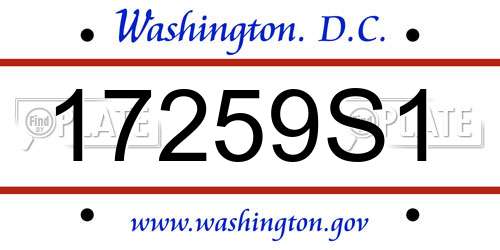 17259S1 District Of Columbia License Plate