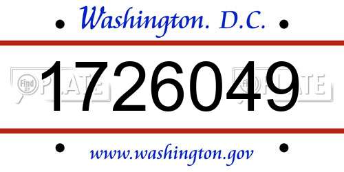 1726049 District Of Columbia License Plate